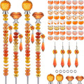 121 Pcs DIY Fairy Wand Beaded Garden Stakes Kit, Fairy Wands Garden Kit Orange Large Hole Bead with Pendants Crystal Stopper Top Threaded Rod Beaded Garden Stakes Supplies for Outdoor Decorative