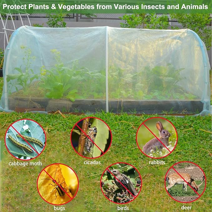 Thicker Garden Mesh Netting, 2 Pack 10x33Ft Ultra Fine Garden Netting Mesh Barrier Protection Netting for Vegetable Plants Fruits Flowers Crops Row Cover Raised Bed Fabric Screen Protection Net Cover