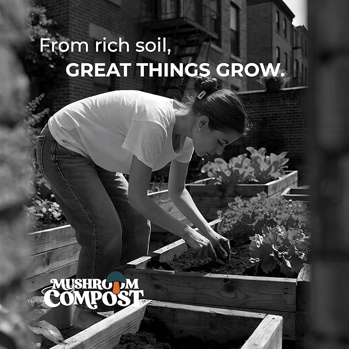 Mushroom Soil Compost Pail, Organic Nutrient-Rich Garden Soil for Vegetables, Flowers, Raised Beds, Lawn & Planting Mix (24 lb)