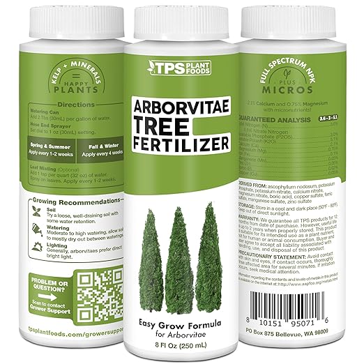 Arborvitae Tree Fertilizer for All Arborvitaes, Evergreen Shrubs and Thuja Trees, Liquid Plant Food, 32 oz (1 Quart)