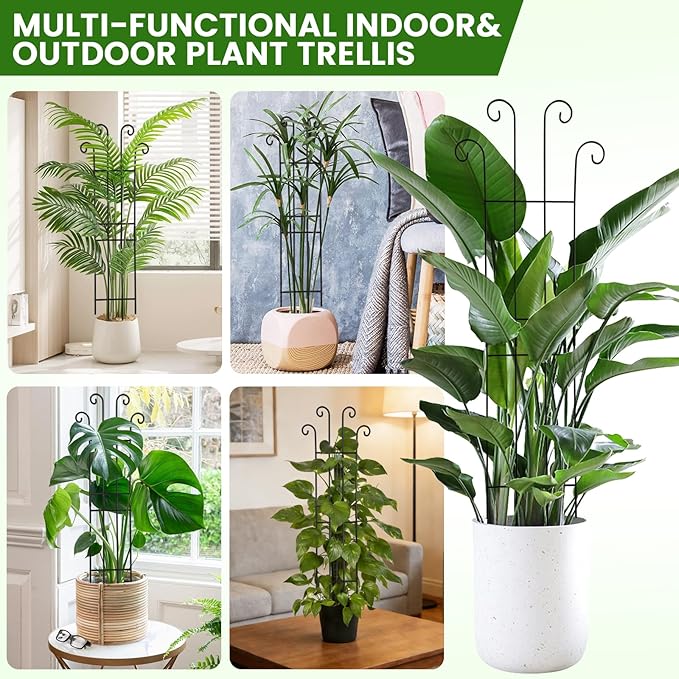 32.6 in Tall Plant Trellis Indoor,Metal Garden Trellis for Climbing Plants, 2P,Black