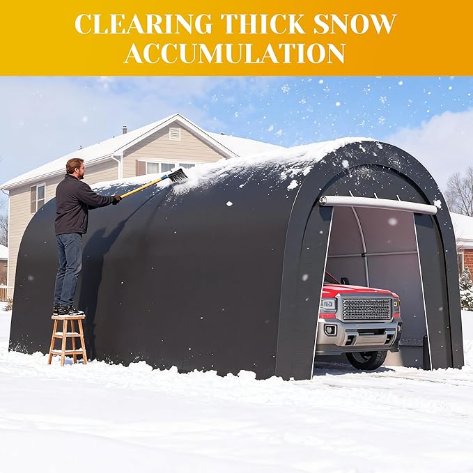 Kiss the Water Domed Carport with 4 Cloth Bags, Portable Garage with 2 Roll-up Doors, Heavy Duty Car Canopy Party Tent, All-Season Storage Shelter Shed for Cars, Truck, or Garden Tools, 10' x 20'