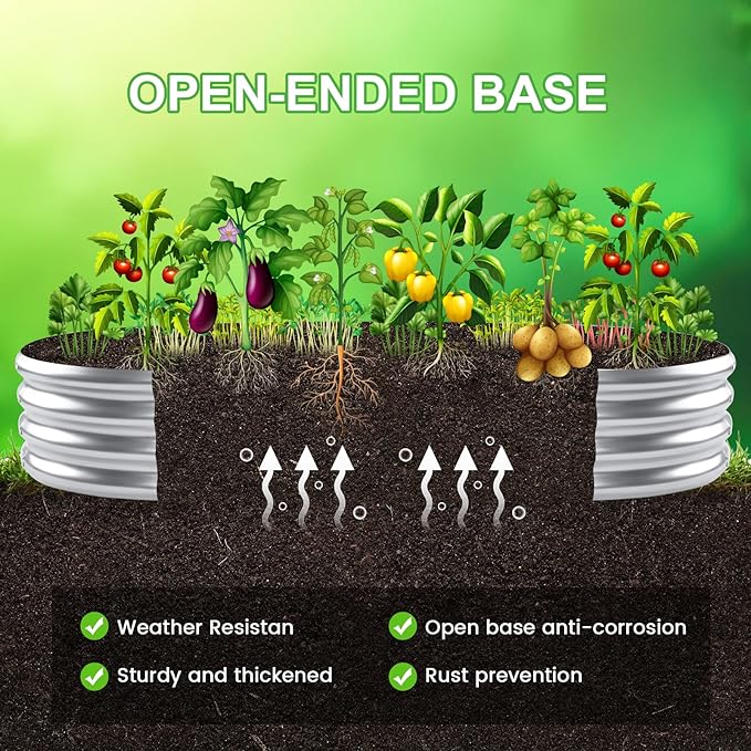 AHEONLAR 2pack 6×3×1ft Raised Garden Bed，Outdoor Galvanized Planter Boxes, Oval Large Metal Raised Garden Beds for Vegetables