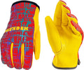 Kids Leather Gardening Work Gloves, Safety Gloves, Reflective Breathable Design, for Children Gardening& Outdoor (Red, X-Small (1-2 Years Old))