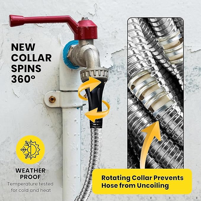 Bionic Steel PRO 100Ft GardenHose with Nozzle,Premium 304 Stainless Steel Metal WaterHose 100Ft Flexible-Hose,Rust Proof,Lightweight,Heavy Duty,Crush Resistant Fitting,500 PSI,2025 Model,(Pack of 2)