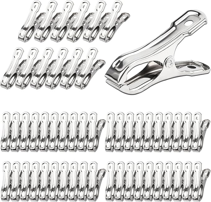 JULMELON Garden Clips, 100 PCS Stainless Steel Greenhouse Clamps Heavy Duty Greenhouse Clips Hoops with Large Open Strong Grip for Shade Cloth