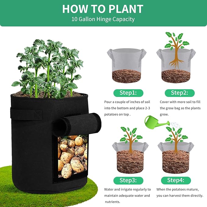 SILKIR W Grow Bags, 7 Gallon, Black