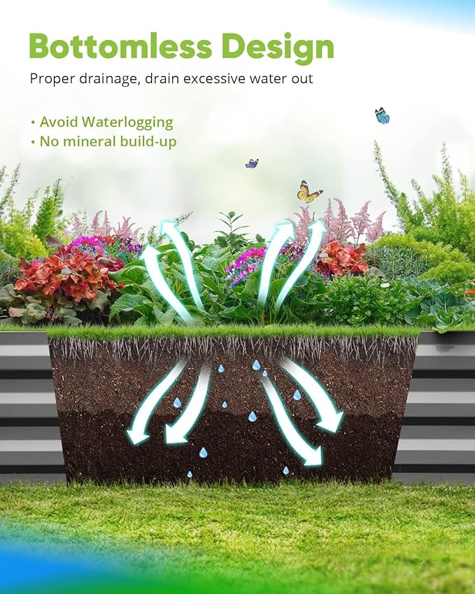 Quictent Galvanized Raised Garden Bed with Crop Cage Plant Protection Net Tent and Shade Cloth Kit Metal Planter Box Bottomless Planting Vegetables Outdoor Backyard Included T Tags Wing Nuts 8x4x1 Ft