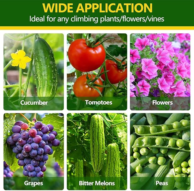 63" Tall Garden Trellis for Climbing Plants Outdoor Cucumber Trellis for Raised Beds Metal U-Frame Arch Tunnel Tomato Cage with Garden Netting for Garpes/Pea/Zucchini/Squash/Bean/Vines