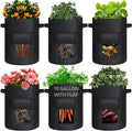 GOTGELIF 6 Pack 10 Gallon Potato Grow Bags with Flap, Thickened Nonwoven Fabric Grow Bags for Growing Potatoes, Carrots, Onion, etc Vegetables, Plants & Fruits - Black