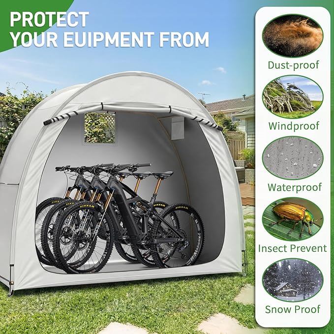 Outvita Bike Tent, Outdoor Portable Bicycle Storage Sheds with 210D Oxford Fabric PU4000 Waterproof Cover for 2-3 Bikes, Storage Cover Shelter for Motorcycle,Garden Tools,Toys,Lawn Mower