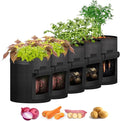iPower 5 Pack 10 Gallon Potato Grow Bags with Flap, Garden Planting Nonwoven Fabric Pots with Reinforced Handle, Heavy Duty and Aeration Planter Pot for Tomato, Fruits, Vegetables and Flowers