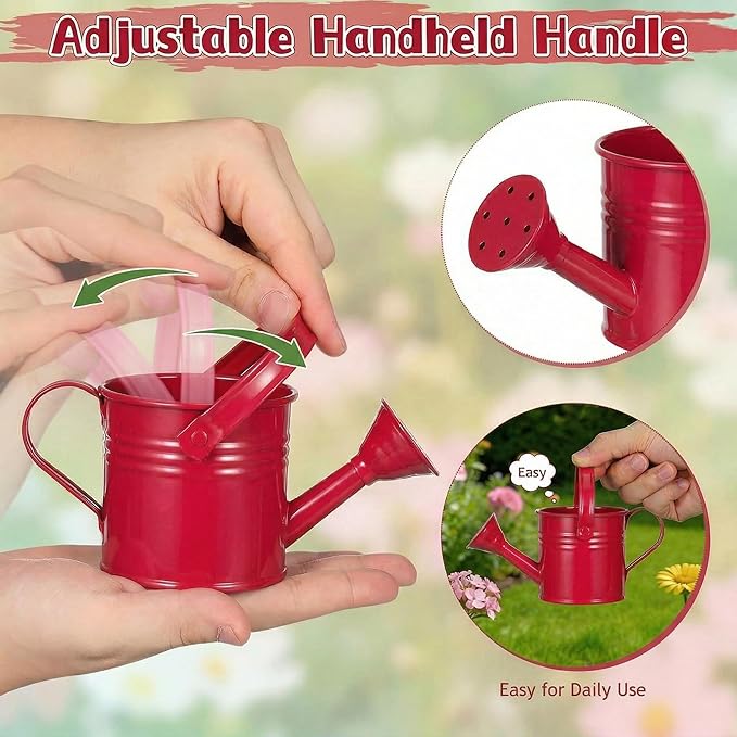Kids Metal Watering Can, 6pack Small Iron Watering Can for Gardening Succulents Houseplants Bonsai, Mini Water Pot for Children Sprinkling Bucket (Mixed Style: Pink, Green, Yellow, Beige, Blue, Red)