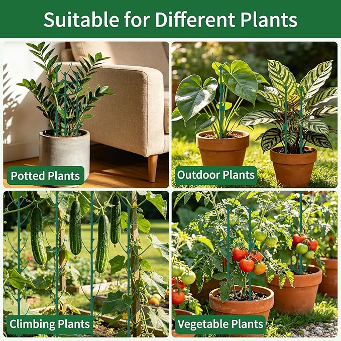 12 Pack Monstera Plant Support, Stackable Plant Supports for Indoor Plants, Pothos Plant Climber Pole, Adjustable Stakes for Indoor Plants Training & Vertical Growth Support Stakes