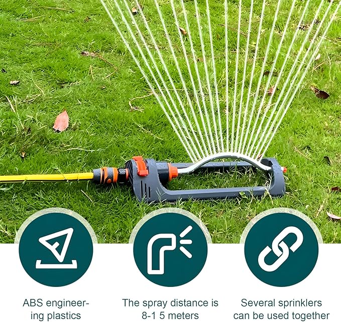 Automatic Oscillating Sprinkler,Garden Watering System Versatile Irrigation Device with 19 Brass Nozzles,Coverage for Lawn & Garden, Home & Agricultural Use