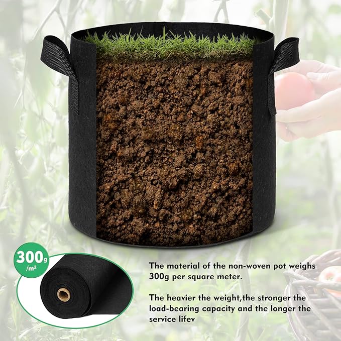 WEIFENG 3-Pack 20 Gallon Grow Bags with Handles, Heavy Duty Fabric Pots for Potatoes, Fruit Trees, Large Plants