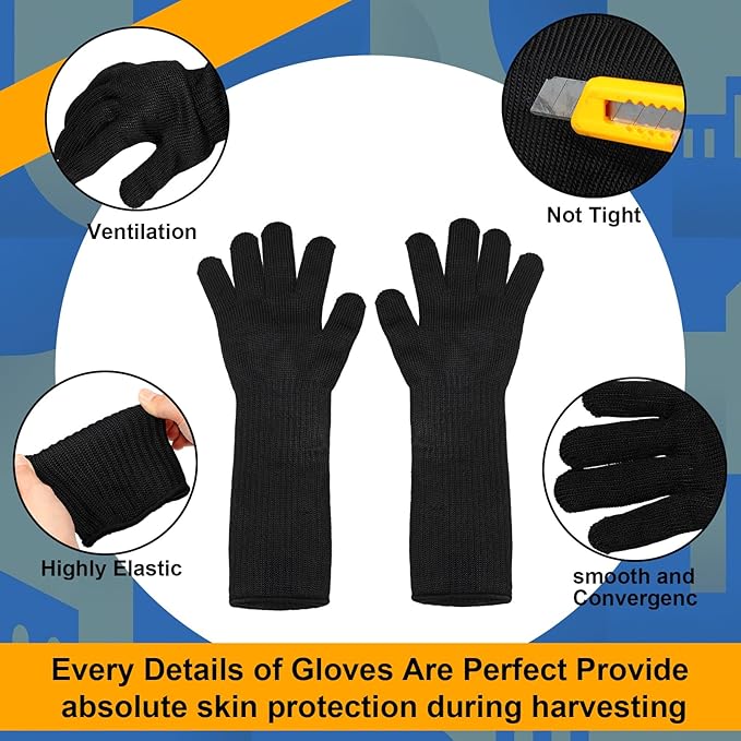 2 Pairs Gardening Gloves Long Berry Picking Gloves for Women Men Thorn proof Rose Pruning High Strength Cut Resistant Heavy Duty Glove Durable and Abrasion Resistant Pruning