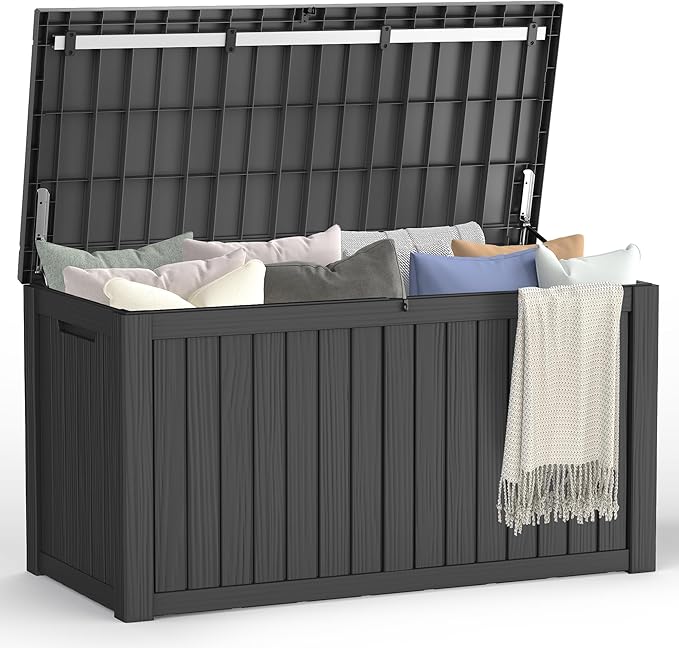 180 Gallon Outdoor Large Storage Box, Waterproof & UV-Resistant, Lockable Large Storage Bins with lids & Handles, Deck Box for Garden Tools, Package Delivery Box for Outside, for Yard, Pool