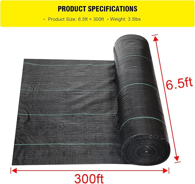 Driveway Fabric 6.5x300 ft - Commercial Weed Barrier, Heavy Duty 3.5OZ Landscape Fabric for Road, French Drain, Erosion Control, Construction Projects