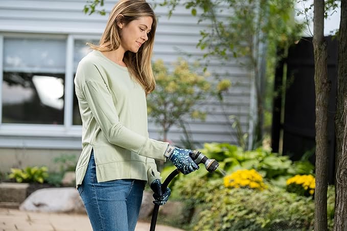 Digz Medium Comfort Grip Garden Gloves, Knit Shell, Latex Free, Navy