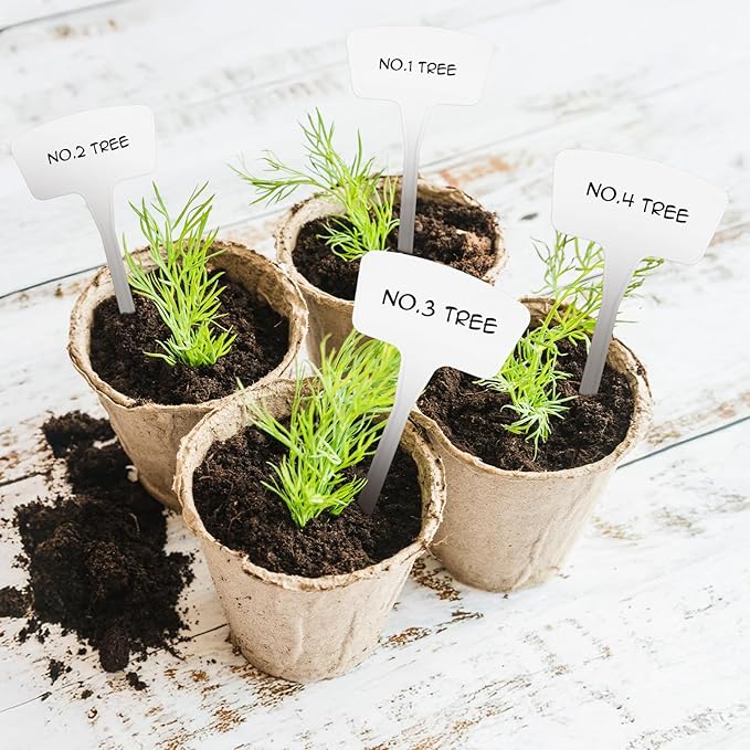 100 Pcs White Plant Labels, T-Type 10.6" Large Plastic Plants Tags Waterproof Plant Makers Nursery Garden Labels for Outdoor Indoor Plants Flowers Vegetable Potted Belt