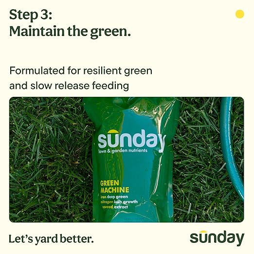 Sunday Season of Sunday Lawn Care Kit, 4-Month Feeding System, Includes Lawn Kickstart, Water Focus, Green Machine + Soil Test Kit & Analysis, for All Grass Types, Covers up to 5,000 sq ft