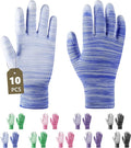 Ainiv 10 Pairs Red Gardening Gloves for Women, PU Coated Polyester Knitting Garden Gloves, Non-Slip Grip Work Gloves Women