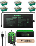 VIVOSUN 10"x20.75" Seedling Heat Mat and Digital Thermostat Combo, 6-Pack Seed Starter Trays, 72-Cell Seed Starter Kit with Humidity Dome, Flat Reusable Plant Germination Trays for Germination, Indoor