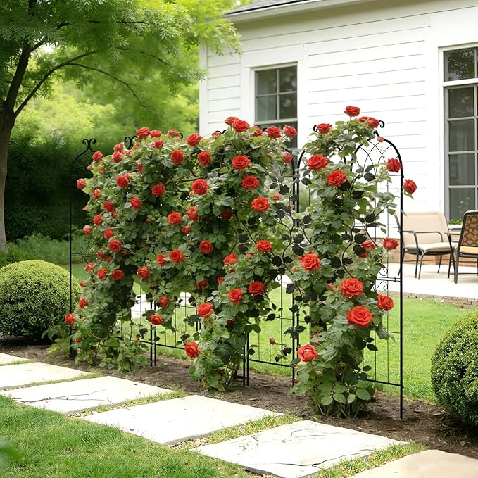 VEVOR Garden Trellis, 60 x 15 inch Rose Trellis, 4 Packs Garden Flower Rose Trellises with Powder-Coated Finish & Convenient Locking Design, Plant Support Trellises for Flowers, Vegetables, Roses