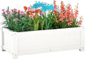 HDPE Raised Planter Box Outdoor,Rot-Resistant and Non-Cracking,Small Raised Beds for Gardening 29.5 * 14.4 * 9.8 in for Yard,Lawn,Outdoor Planter Boxes Rectangle with Drainage Holes White