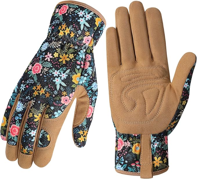 Pleneal Gardening Gloves for Women - Leather Garden Gloves Thorn Proof, Outdoor Protective Working Gloves
