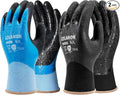 LANON 2 Pairs Waterproof Work Gloves for Men and Women,Double Rubber Coated for Gardening, Outdoor Construction,Car & Fish Cleaning, Non-Slip Grip, Elastic Cuff, Blue&Black,Small