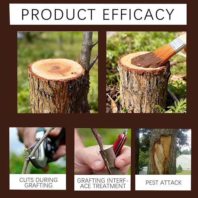 Tree Wound Pruning Sealer,Tree Wound Dressing with Brush, Bonsai Cut Paste, Trees Grafting Supplies, Pruning Sealer for Bonsai, Fruit Trees, Roses (1 PCS,100 g)