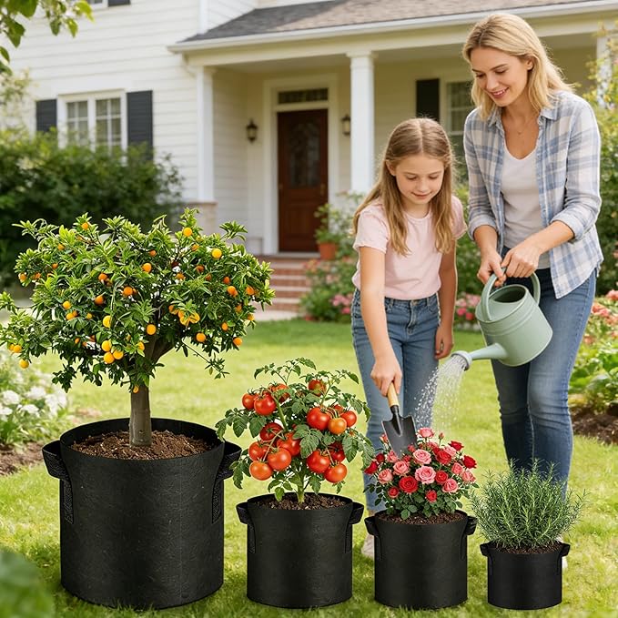 20 Pack Mixed Size Grow Bags, Heavy Duty Thickened Fabric Pots Nonwoven Plant Bags with Handles, Breathable Plant Growing Containers Bags for Nursery Garden Fruit Vegetable Flower(3/5/7/10/15 Gal )