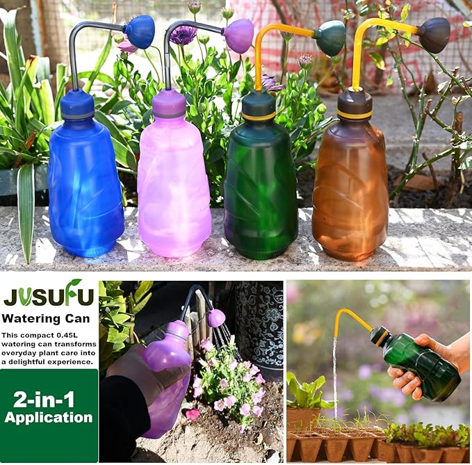 Watering Can for Seedlings, Small Watering Can for House Plant Garden Flower 0.45L (Purple)