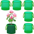 Pond Planting Bags with Handles, Aquatic Pond Lily Planter Reusable Water Gardens Plant Mesh Pots Green Round Pond Plant Basket for Aquatic, Marsh, Bog, Garden, Terrestrial Plants (6 Pcs)