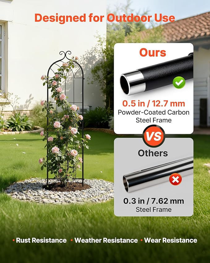 VEVOR Garden Trellis, 60 x 15 inch Rose Trellis, 4 Packs Garden Flower Rose Trellises with Powder-Coated Finish & Convenient Locking Design, Plant Support Trellises for Flowers, Vegetables, Roses