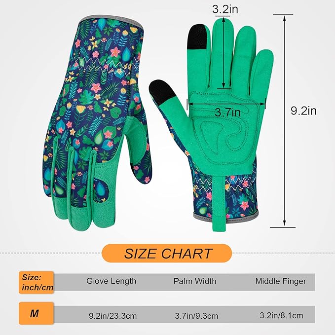 Leather Gardening Gloves for Women Thorn Proof Garden Gloves Touch Screen Working Gloves Gifts,M