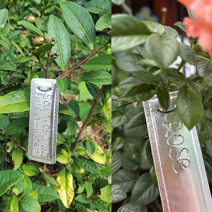 Metal Tags, Aluminum Plant Labels Outdoor Waterproof Plant Markers with 6 Inch Wires, 50 Pack Double-Sided Writable Garden Tags