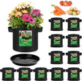 12 Sets 2 Gallon Grow Bags with Plant Saucers, Durable Fabric Plant Pots with Handles, Aeration Drainage Planter Bags for Planter, Reusable Garden Bags Drip Trays Set for Indoor Outdoor