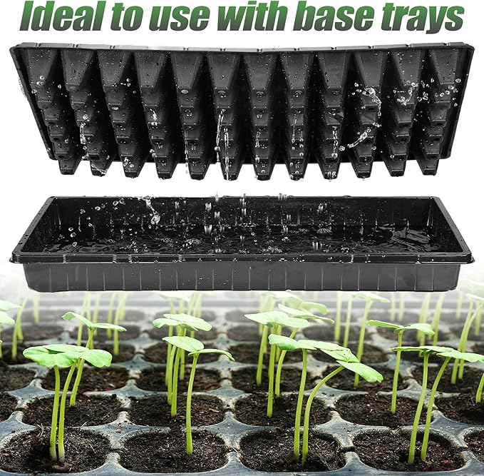 Apipi Seed Starter Tray Fits 1020 Growing Trays - 10 Pcs 72 Cell Reusable Seedling Nursery Trays, Thick Gardening Germination Trays with Drain Holes for Plant Seeds Propagation