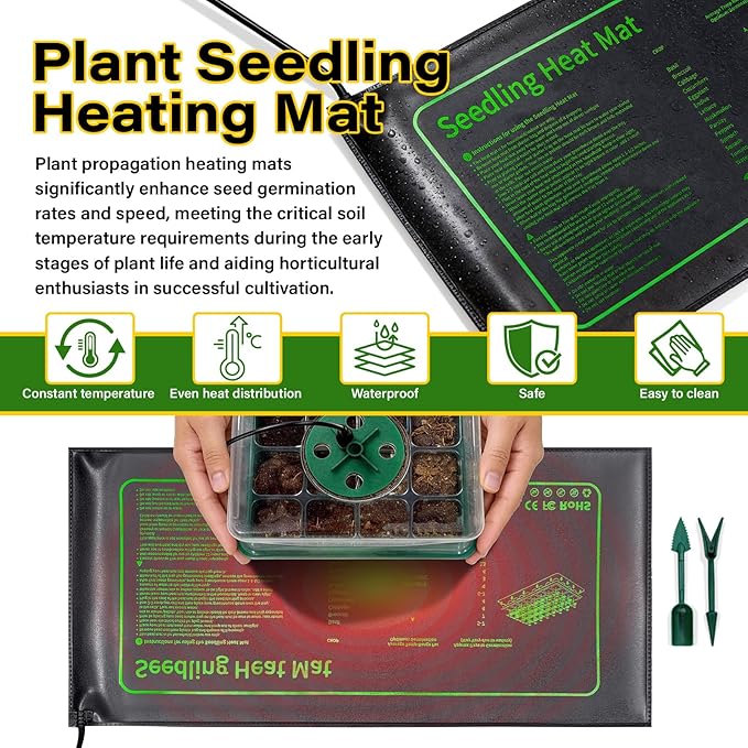 Seed Starter Kit with Grow Light and Heat Mat, 6 Pack 12-Cell Seedling Trays with LED Panels, Adjustable Timer & Dimmer Indoor Plant Propagation Station for Herbs, Vegetables, Flowers