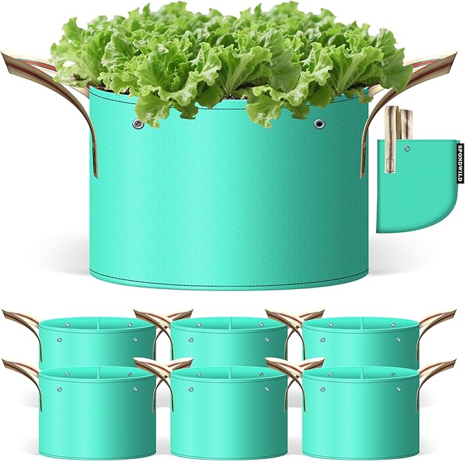 7 Pcs 30 Gallon Potato Grow Bag, PE Garden pots Plant Grow Bag with Branch-Binding Holes and Drain holefor for Vegetables, Strawberries, Flowers
