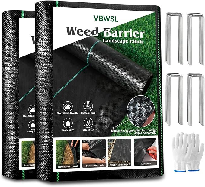 4 x 200FT Garden Landscape Fabric Weed Barrier Fabric Heavy Duty, Weed Blocker Fabric, High Permeability for Weed Blocker Weed Mat, Driveway Fabric, Weed Control Garden Cloth(2 Pack 4x100FT)