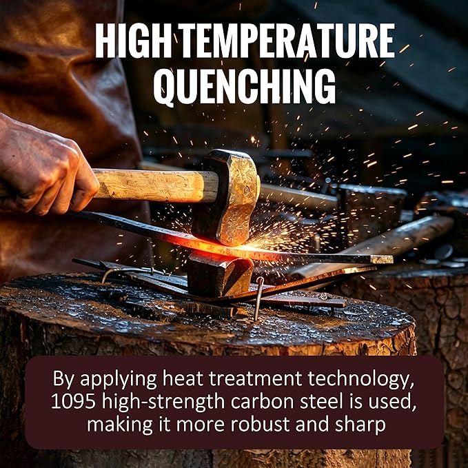 8'' Draw Knife Woodworking Curved Debarking Tool with Ergonomic Handle, 1095 High Carbon Steel Blade, Durable & Sharp, for Tree Pruning, Woodworking, and Bark Stripping