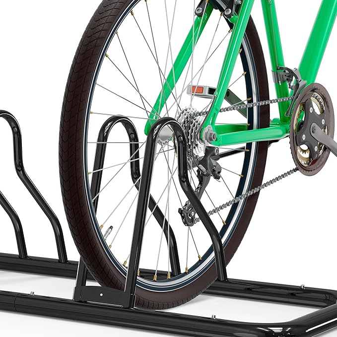 Simple Houseware 2-Bike Floor Storage Rack - Adjustable Bicycle Parking Stand & Garage Organizer for Road and Kids Bikes, Black