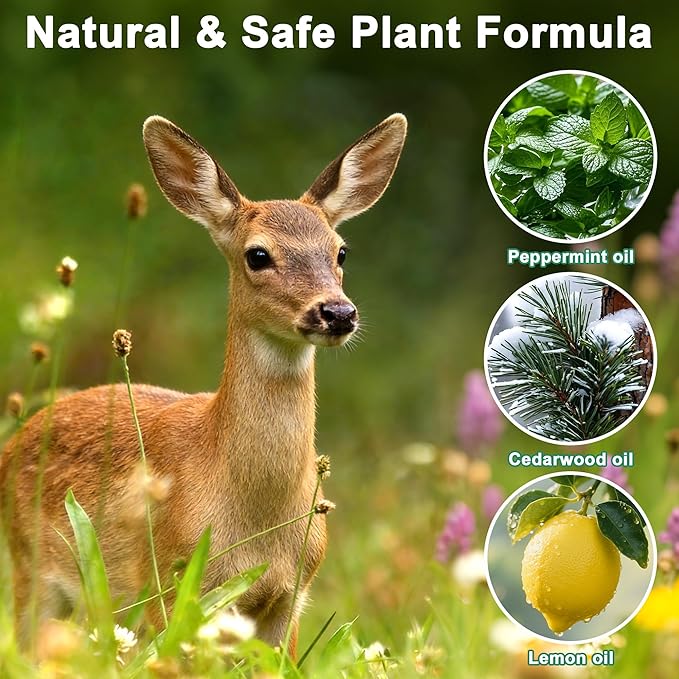 24 Pack Deer Repellent - Powerful Deer and Rabbit Repellent Balls, Deer Deterrent Deer Rabbit Repeller for Garden Plants Flower Vegetable Tree Keep Deer Rabbit Out of Lawn, Pet Children Vegetable Safe