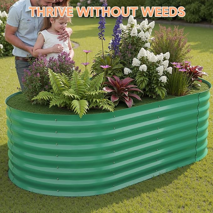 IDEALHOUSE 6x3x2 Ft Galvanized Metal Raised Garden Bed, 24-Inch Tall Outdoor Planter Box for Vegetables, Flowers & Herbs, Rust-Resistant Garden Beds for Backyard, Patio or Balcony, Green