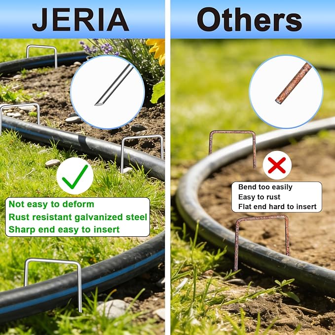 JERIA 6 Inch 120 Pack U-Shaped Galvanized Garden Stakes, 11 Gauge Landscape Staples, Landscape Fabric pins,Ground Stakes,Yard Stakes for Decorations