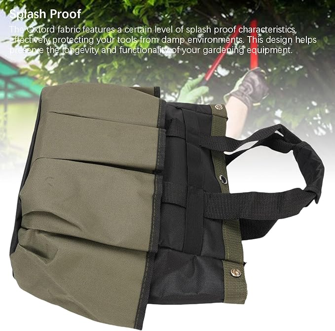 Zerodis Garden Tool Bag Organizer, 600D Oxford Fabric PE Board Bottom Multiple Compartments Portable Garden Tote Caddy Gardening Tool Kit Holder Small Tote Bag for Outdoor Home